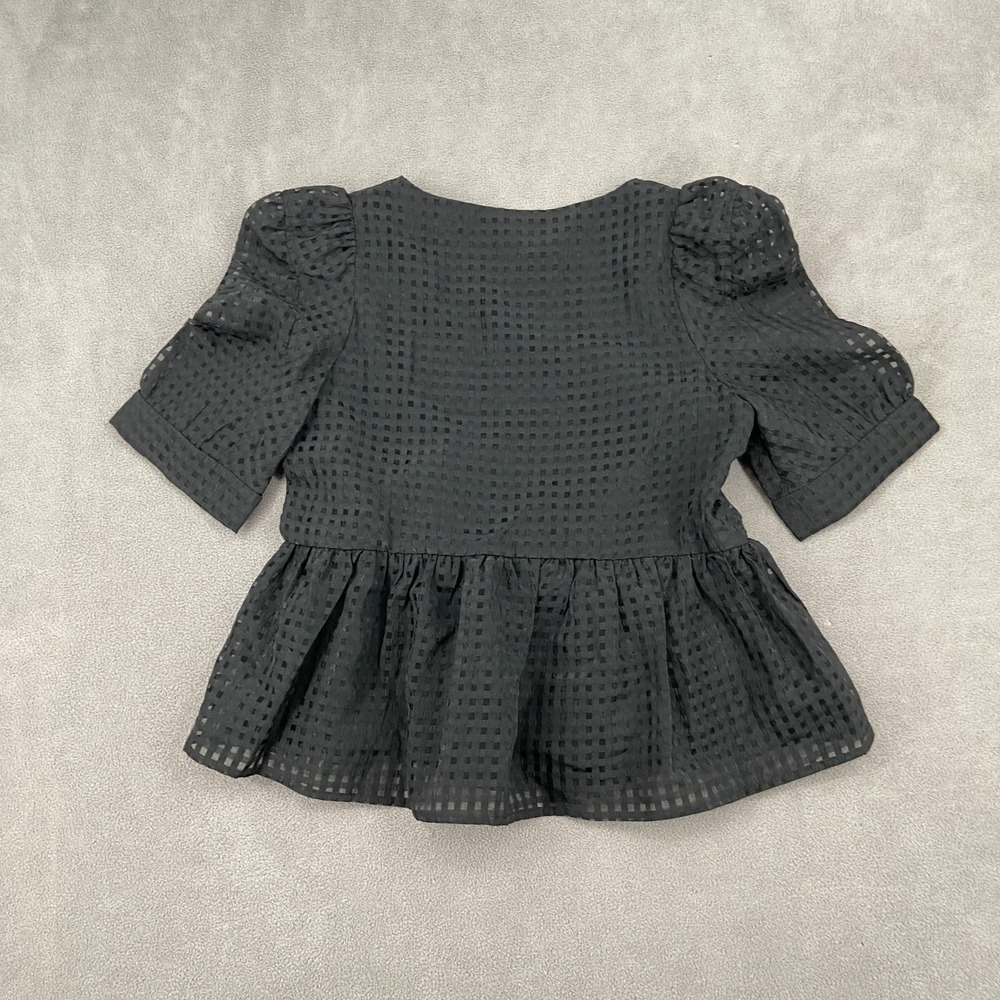 Entro Bell Lenny Blouse Top Womens Small Black Pleated Lined Casual Square Neck - Picture 7 of 8